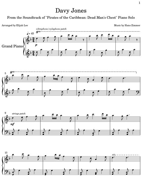 Davy Jones Sheet Music For Piano
