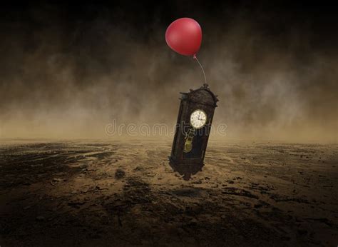 Surreal Time Clock Surrealism Balloon Stock Photo Image Of Desert