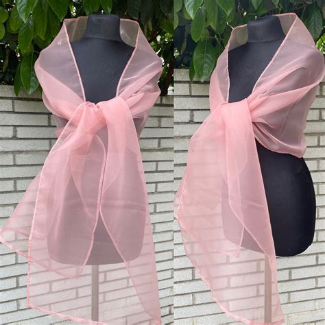 Pink Rose Silk Organza Wrap Shawl Bolero Summer Spring Wedding Shrug Elegant Accessory Cm
