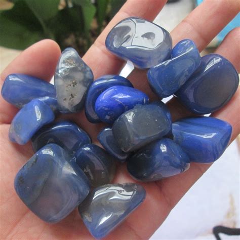 200g Tumbled Stones Natural Blue Agate Crystal Pocket Stones Quartz