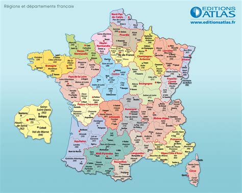 Carte de france avec ses 13 régions et ses départements en couleur cartograf.fr : Carte de France départements villes et régions - Arts et ...