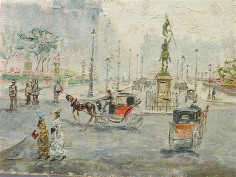 Paris Street Scene Impressionist Oil Painting By Cesar A Villacres