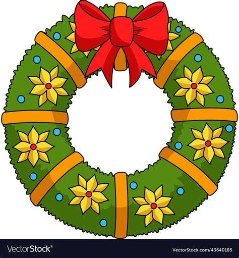 Christmas Wreath Cartoon Colored Clipart Vector Image