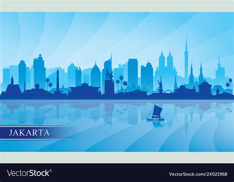 Jakarta City Skyline Silhouette Background Vector Image