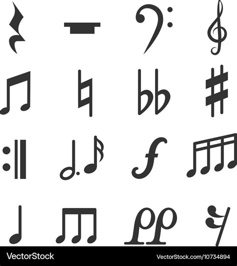 Music Notes Symbols Set Royalty Free Vector Image