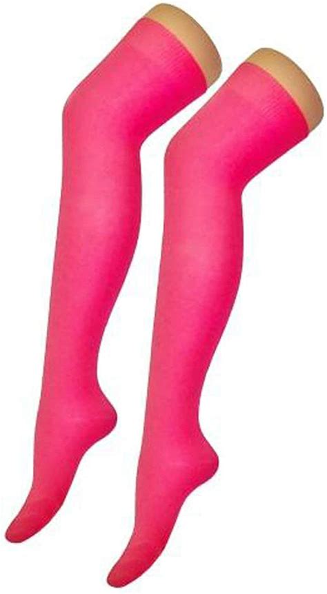 women pink plain lycra over the knee thigh high socks otk girls socks uk 4 6 pink plain over