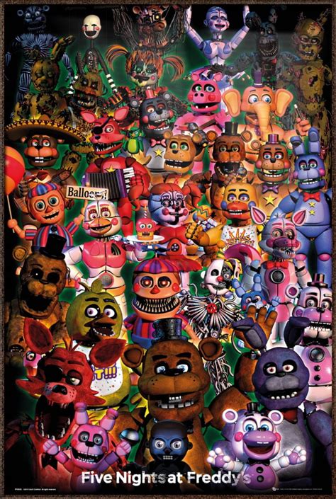 Five Nights At Freddys Framed Gaming Poster Print All Characters