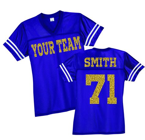 Your Team Custom Football Jersey Personalized Glitter Spirit Etsy