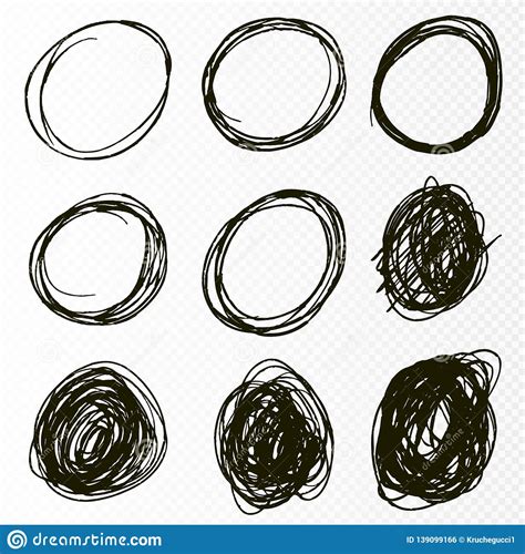 Doodle Sketched Circles Hand Drawn Stock Vector Illustration Of