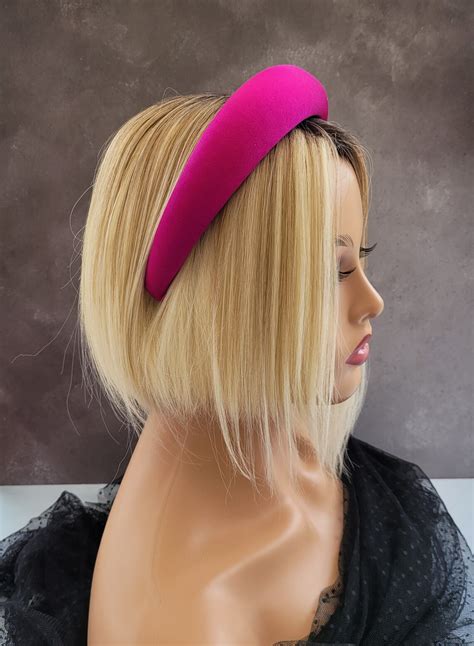 Fuchsia Pink Satin Padded Domed Headband Alice Band Hair Band Etsy
