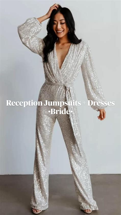 Reception Dresses Jumpsuits For The Bride In 2023 Sequin Jumpsuit Sequin Jumpsuit Outfit
