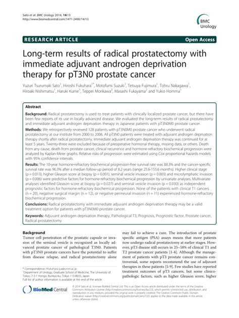 Pdf Long Term Results Of Radical Prostatectomy With Immediate