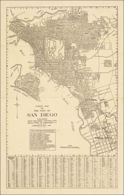 Street Map Of The City Of San Diego Including East San Diego National