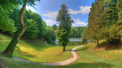 Wallpaper : pemandangan, taman, kolam, struktur, lapangan ...