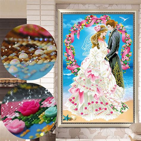5070cm Special Shaped Diamond Embroidery Couple Wedding Rhinestone5d