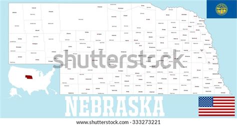 A Large And Detailed Map Of The State Of Nebraska With All Counties And