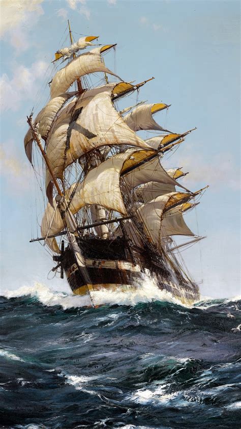 1440x2560 Sailor Montague Dawson Artwork Classic Art Painting Sailing