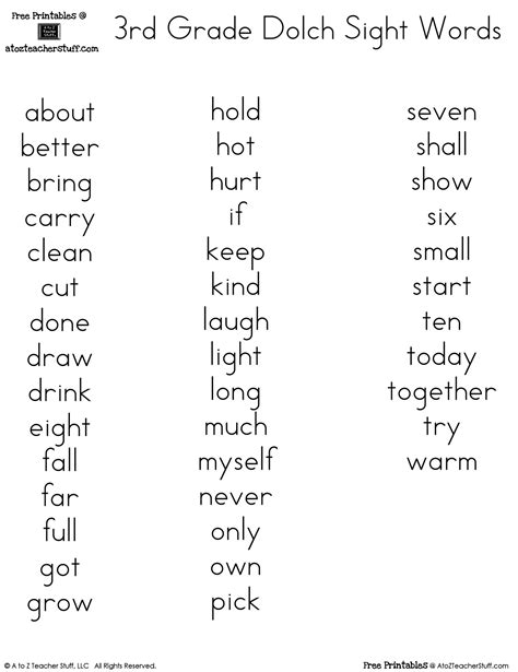 Best 2nd Grade Sight Words Printable Ken Blog