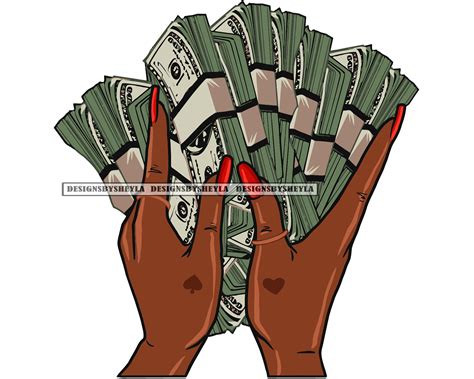 Afro Woman Hands Holding Stack Money Cash Dollars Hustle Etsy