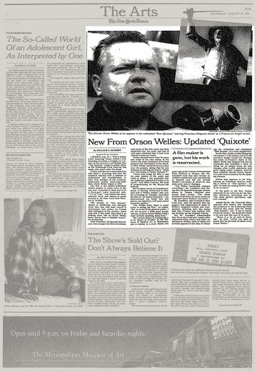 New From Orson Welles Updated Quixote The New York Times