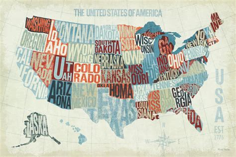 United States Map Art Print United States Art Print Usa Map Etsy