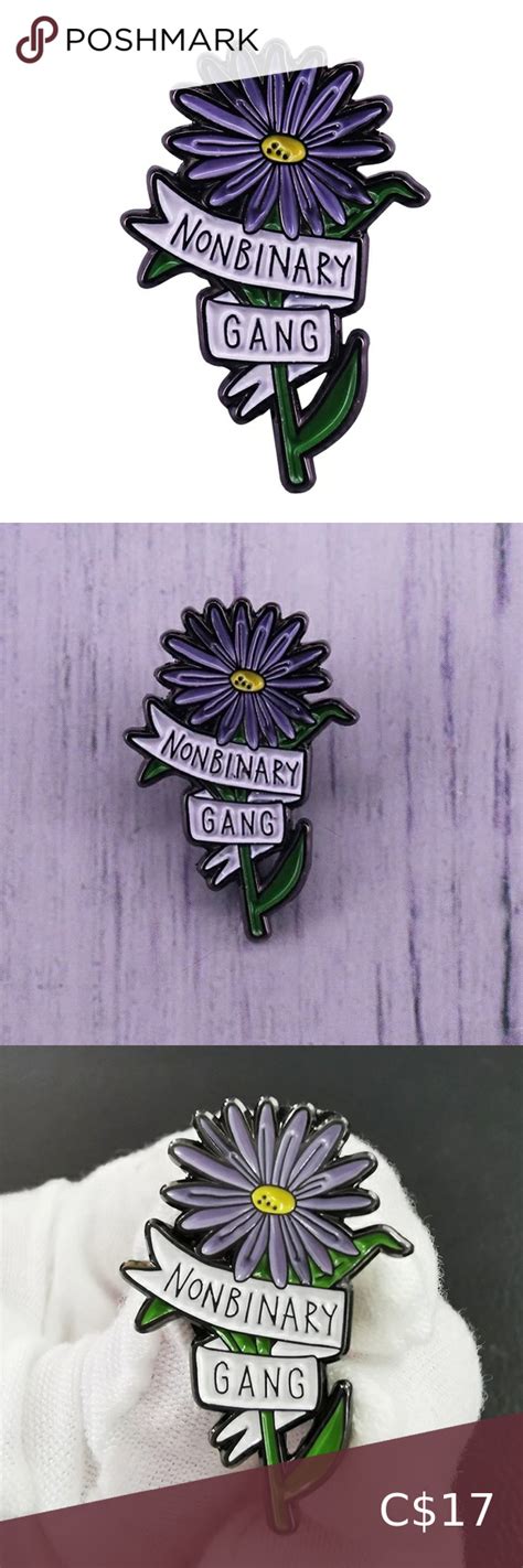 non binary gang enamel pin lgbtq nonbinary flower badge floral pride trans pins badge unique