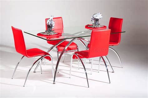 China dining tolix restaurant vintage metal navy chair red. Clear Glass Top Modern Elegant Dining Table w/Optional Chairs