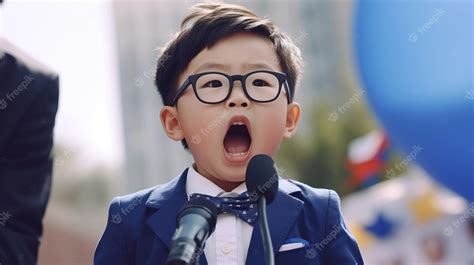 Premium Ai Image Kid Politician Child Speaking In Front Of An Audience