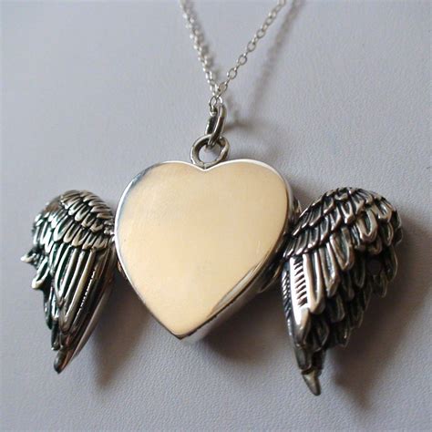 Angel Wing Locket Necklace Sterling Silver