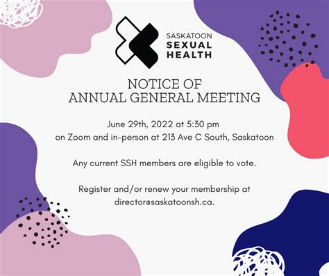 Agm Announcement • Saskatoon Sexual Health
