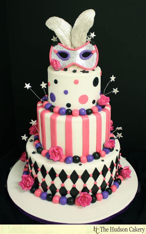 masquerade sweet 16 cake {birthdays} the hudson cakery