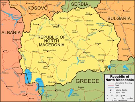 Macedonia location map shows clearly its location in the world. Republic of North Macedonia Map and Satellite Image