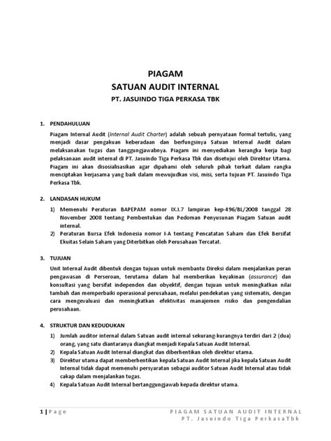 Soal dan jawaban soal auditing 1. contoh PIAGAM_AUDIT_INTERNAL perusahaan.pdf