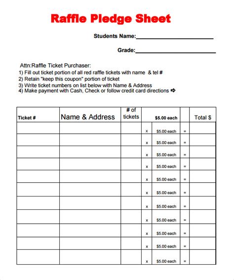 Free 10 Sample Raffle Sheet Templates In Pdf Ms Word Excel Pages