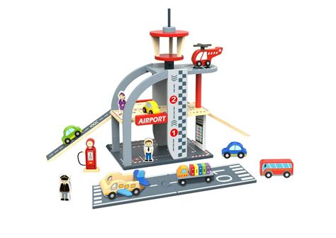 Toysters My Airport Wooden Playset For Toddlers Wood Cars And
