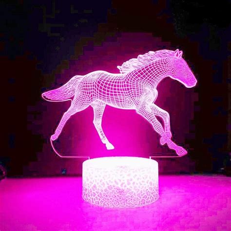 3d Horse Night Light Table Desk Optical Illusion Lamps 16 Color
