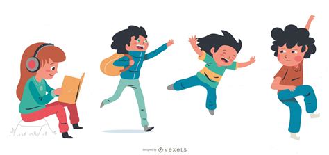 Kids Playing Character Pack Vector Download
