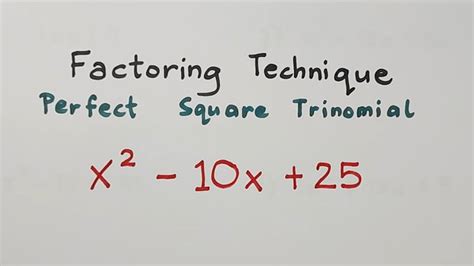 How To Factor A Perfect Square Trinomial Factoring Polynomials Grade