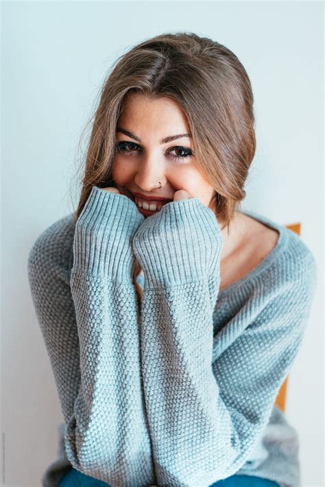 Portrait Of A Pretty Woman With A Sweater By Stocksy Contributor