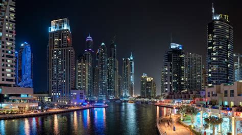 Wallpaper Dubai Marina Yacth Club Sea Lake Water Night Light