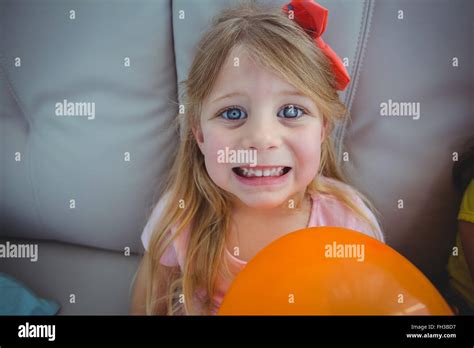 Smiling Kids Playing With Balloons Stock Photo Alamy