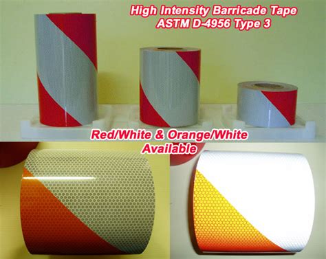 Striped Reflective Barricade Tape High Intensity Red Orange White