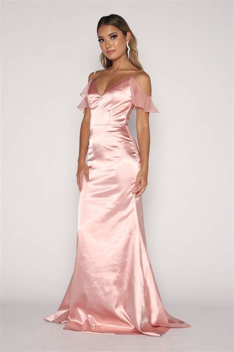 Malani Satin Maxi Dress Blush Pink Size Xs Clearance Sale Noodz