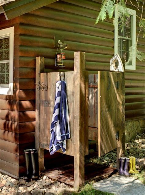 Rustic Outdoor Shower Log Cabin Ideas The Cabin Pinterest