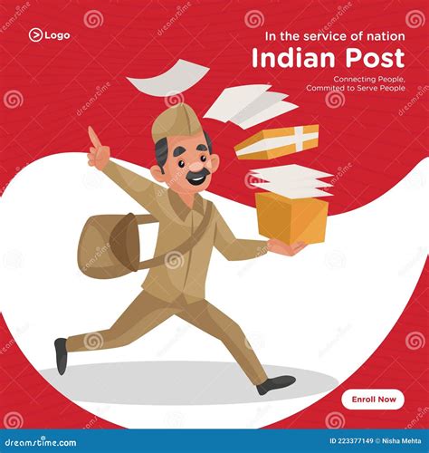 Banner Design Of Indian Post Service Stock Vector Illustration Of