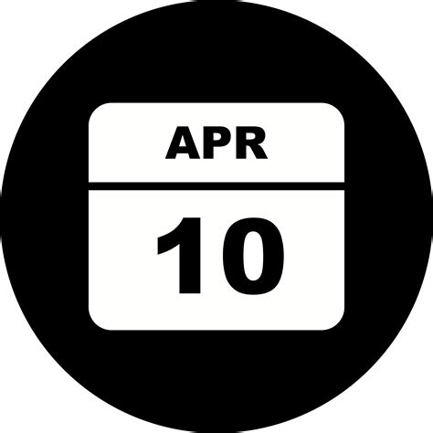 10 De Abril Fecha En Un Calendario De Un Solo Día 505246 Vector En