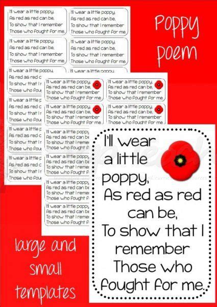 Little Poppy Poem Big And Small Remembrance Day Activities