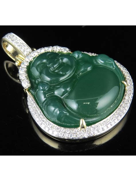 Jewelry Unlimited Men S K Yellow Gold Buddha Synthetic Jade Real