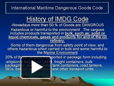 Ppt International Maritime Dangerous Goods Code Powerpoint