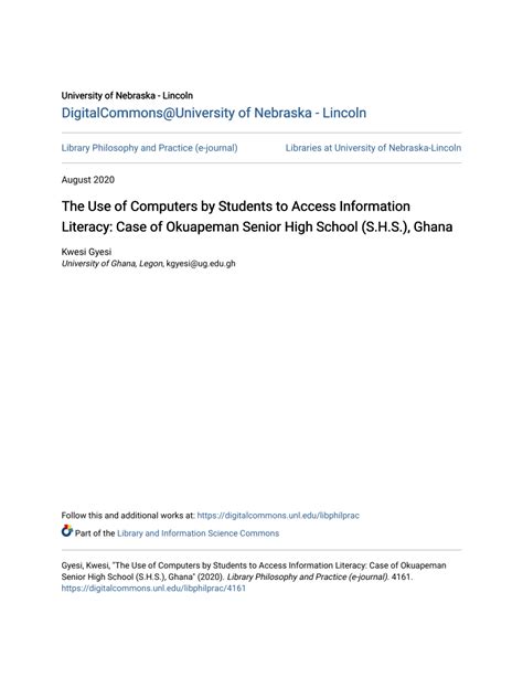 Pdf The Use Of Computers By Students To Access Information Literacy